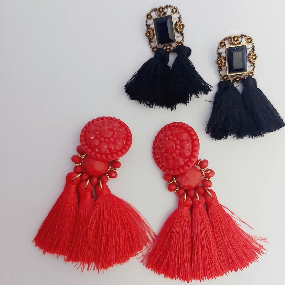 2 Pair Tassel Earrings
